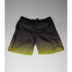 Nike Shorts Mens Size L Dri-Fit Gym Swim Trunks Grey Yellow Gradient